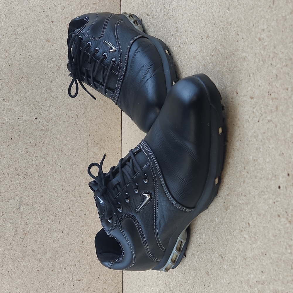 Nike Zoom Air - Men's Size 8 Black Leather Soft Spike Golf Shoes - 314896-001